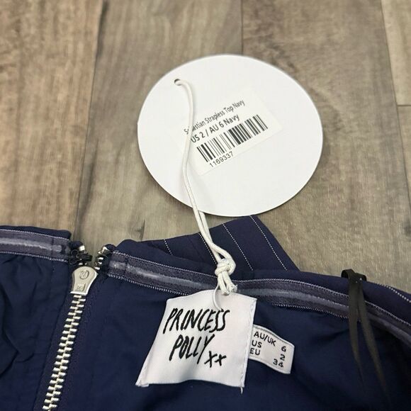 Princess Polly navy pinstriped Sebastian tube top - Picture 5 of 7